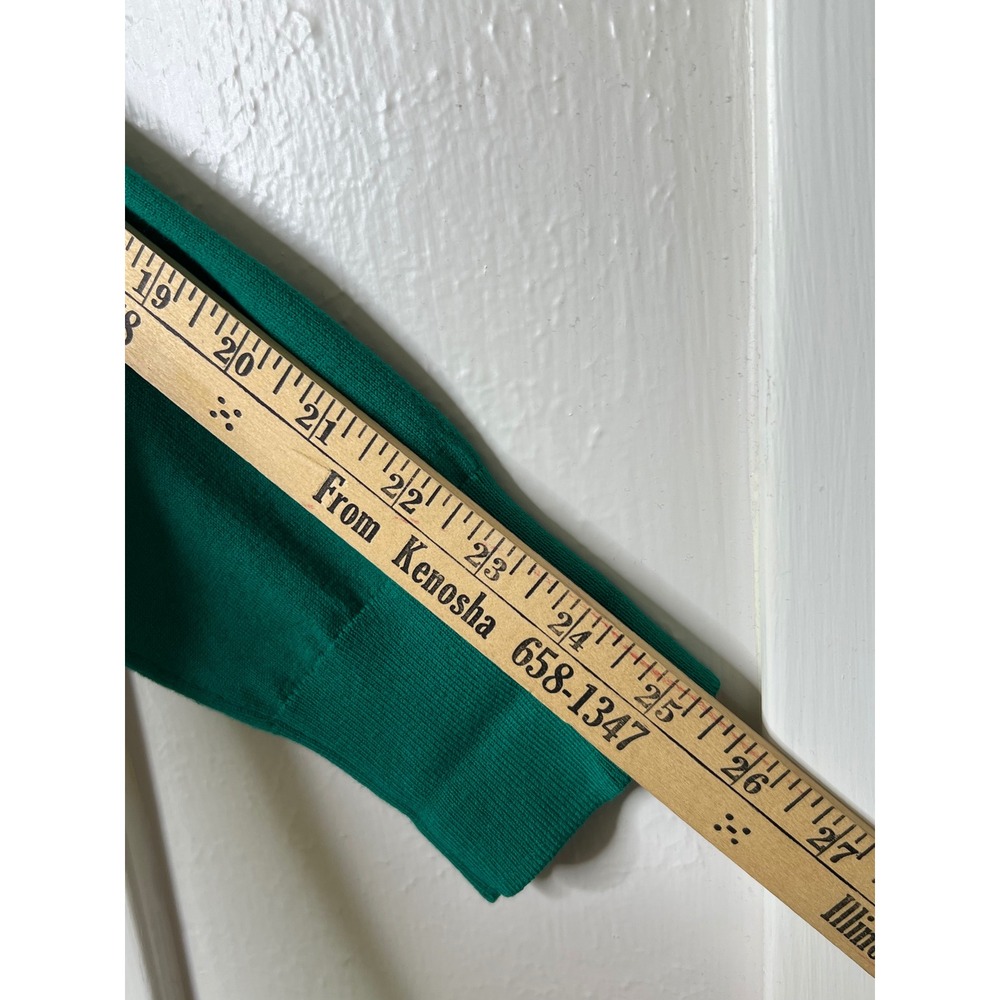 Lands' End Kelly Green Cardigan L Old Money Preppy Dark Academia Fine Knit Crew - Picture 4 of 7